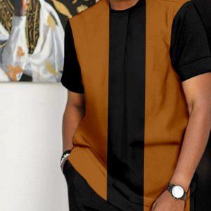 ce5183d97d9117fab99edf4ff6d79bbd2413fc693a2dbf6d09a006c1f1c4852e.jpg Suitmens Men's Colorblock Print Short Sleeve Sports Walking Suit -310