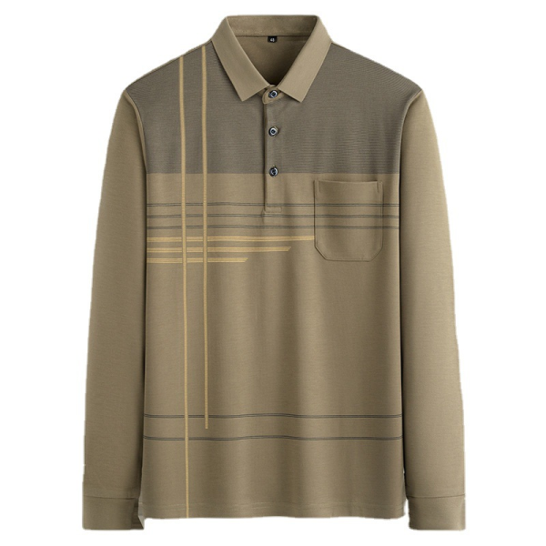 Men's Long Sleeve Pocket Long Sleeve POLO Shirt 002