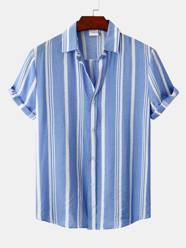 d2c3dc84b43a538a50c32afbc32e68d394f3a3b2b57fe2b0b329b41b8a427efc.jpg Stripe Print Button Up Shirt & Swim Shorts