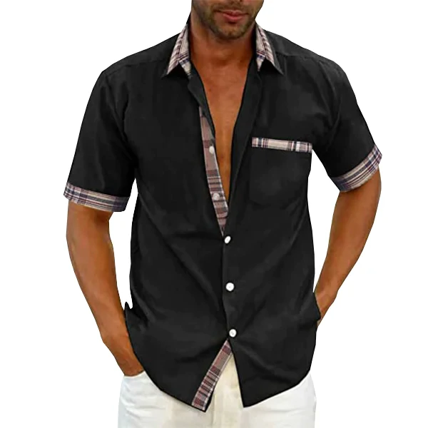EvalonrealmTM Men's Casual Plaid Collar Button Summer Shirt