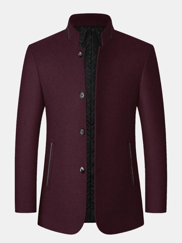 d3b5f952be7920707af0b607a7ac124bb920a8e225177277f2346cfb606f2f5f.jpg Stand Collar Wool Blended Blazer