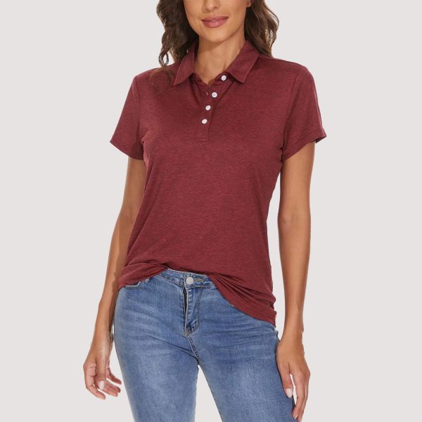 d453cefa1f7b62fd4c36ef7f66b5eef9348f06ab1a93314db6e2ec83e5ed6af2.jpg Women's Polo T-Shirts 4-Button Moisture Wicking Athletic Tee Shirts