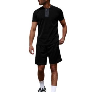 d5a646757158bbeb42ecc59f78957b43d920062564c60638a97138587bbff2f9.jpg Suitmens Men's Black Knit Short Sleeve Suit