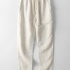 Short Sleeve Half Button Fly Henley Collar Shirt & Straight Leg Linen Pants