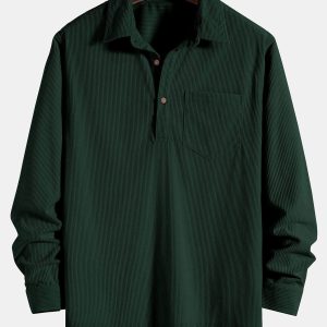 db4836c456311a5801a5f80441585d0066421122114c762f0472fae352288e27.jpg Long Sleeve Polo Collar Corduroy Shirt