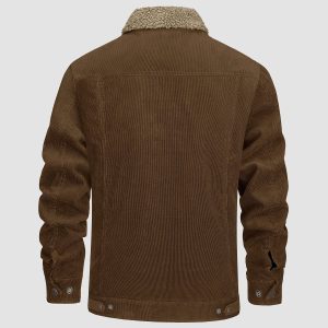 e048136b691aa47d2986b50e23a68bbfad6f97187cea4fedd51f2b72a3fa3125.jpg Men's Corduroy Jacket Sherpa Lined Cargo Jackets Cotton Turn Down Collar Winter Warm Casual Work Coat with 5 Pockets