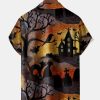e33433edd82895d8758f286f864300b672c0eb4f9c65a11e49dc12bd1fdb33dd.jpg Men's Halloween Cat Print Casual Breathable Short Sleeve Shirt