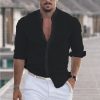e5a3162919b66a96ff959e58c848f515e5ef7079e47b7721815a4b9f8184c1df.jpg Men's Linen Solid Color Casual Stand Collar Long Sleeve Shirt