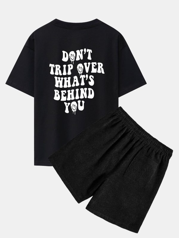 edceb981d314c29461e90e49db830670be032a531a8823971270efbfdab670d6.jpg Slogan Back Print Oversize T-Shirt & Corduroy Shorts