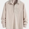 Long Sleeve Polo Collar Corduroy Shirt
