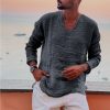 Men's Linen Simple Long-sleeved Shirt