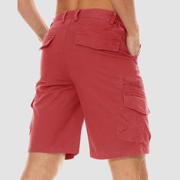 f4dddc9605be3fad6f163f81df689e15011a299eda250bceae506a070c72f696.jpg Men Classic Cargo Lightweight Many Pockets Work Elastic Waist Casual Cotton Comfortable Shorts