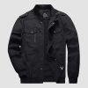 Men's Cotton Cargo Jackets Stand Collar Lightweight Tactical Jacket Windbreaker 4 Pockets