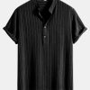 fb441ddce173a145257ccbc8d5208a0ef75312ac05473307b1bfe5d23b91c816.jpg Linen Blend Striped Half Open Placket Henley Collar Shirt & Straight Leg Linen Pants