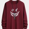 fb53fdadcebac927a2f1c1b3f1ce897e5c2bada3a74e1ddf218863f2a29efde8.jpg Long Sleeve Scary Face Print Cotton T-Shirt