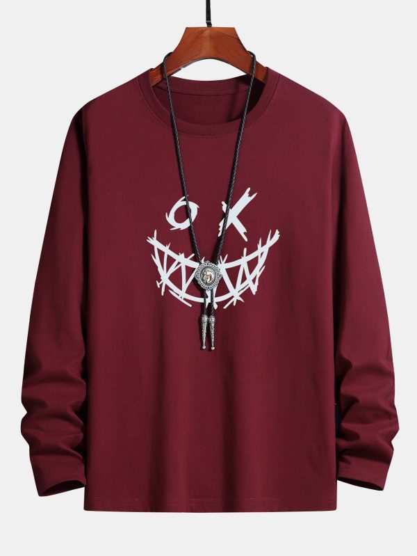 fb53fdadcebac927a2f1c1b3f1ce897e5c2bada3a74e1ddf218863f2a29efde8.jpg Long Sleeve Scary Face Print Cotton T-Shirt