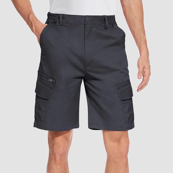 fccfc97eb4cceb8d108c6293d20df30d4d46c79d2918e6b320e05748768a2be8.jpg Men Classic Cargo Lightweight Many Pockets Work Elastic Waist Casual Cotton Comfortable Shorts