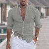 fdf5339053fdfce0bd8377bf8e1cc3430ffaa47da8bbd8b028b3436911283319.jpg Men's Linen Solid Color Casual Stand Collar Long Sleeve Shirt